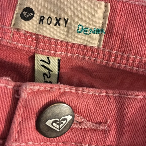 Roxy Denim Doily Dukes Pink Lace Cutoff Shorts - Picture 3 of 3